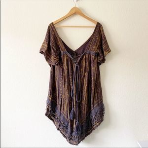 Free People Earthy Brown Tunic with Tassels